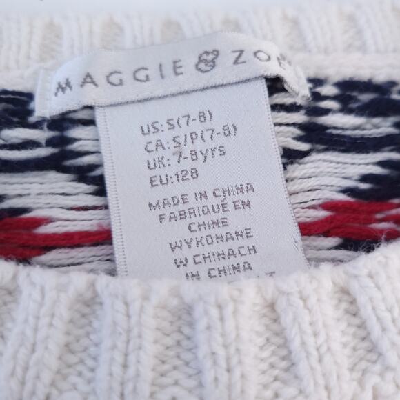 Maggie & Zoe Sweater Dress Small 7-8 Red White Nordic Icelandic Fair Isle Holida - Picture 4 of 5
